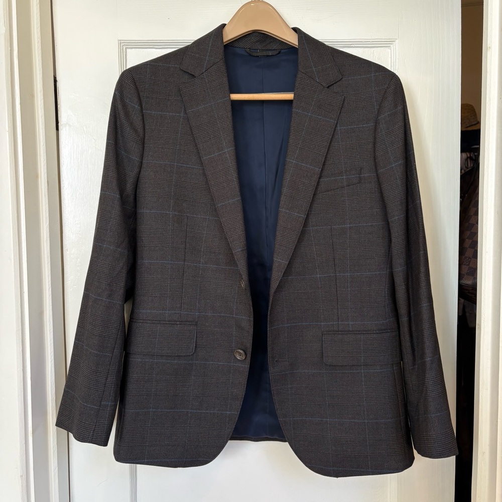 Bonobos Jetsetter Stretch Wool Plaid Jacket Blazer - 38S Slim - NWOT